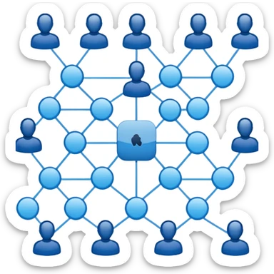 network of connected people icons, CRM tool sticker