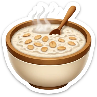 bowl of hot porridge with steam sticker