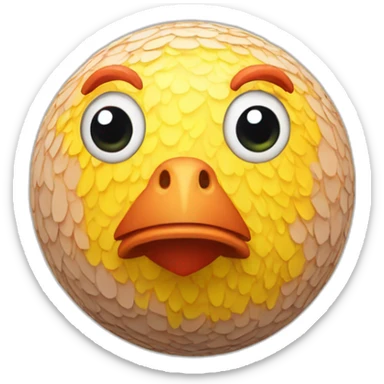3d sphere with a cartoon chicken skin texture with big feminine eyes sticker