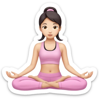 asian yoga girl light pink clothes  sticker