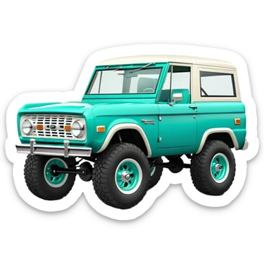 turquoise green classic ford bronco with ansen slot alminum wheels sticker