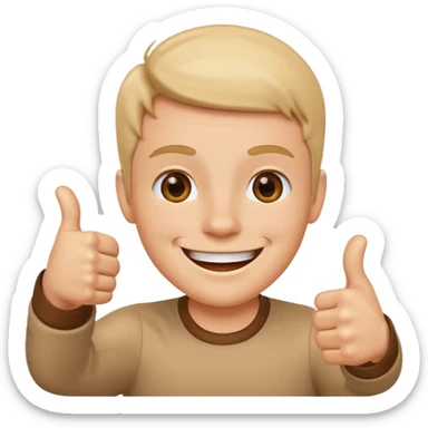 smiling face with hands giving a thumbs up sticker