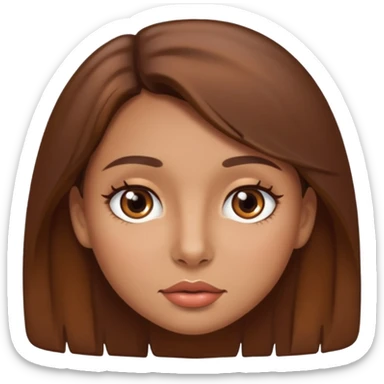 girl with brown hair and brown eyes tan skin mole above lip sticker