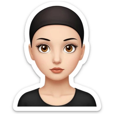 Girl with brown eyes, black shaved her head , lashes  sticker