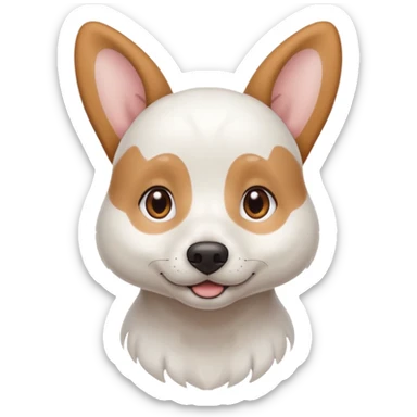 White dog with brown eyes and some long white body and white ears with brown spots curved on the sides sticker