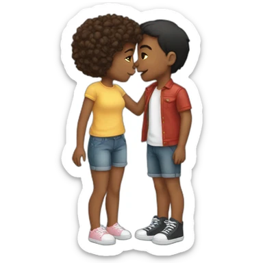 genz girls emoji kissing a boy sticker