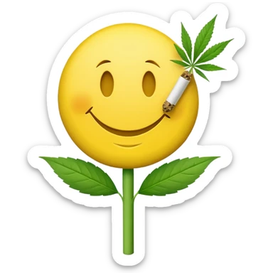 Smiley face with weed joint sticker