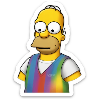 Homer Simpson wearing LGBT tshirt sticker