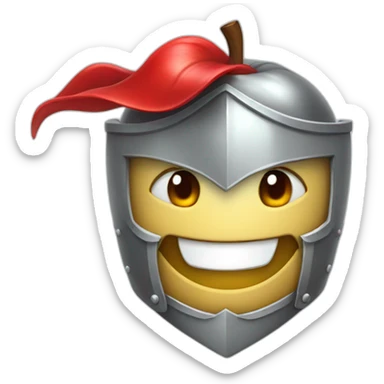 smiling red apple dressed as a knight sticker