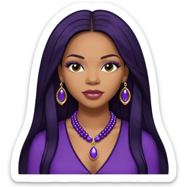 Tenitra Michelle Williams, R&B Singer (b.1979) from Destiny's Child with long jet black hair, medium dark skin, dark purple outfit sticker