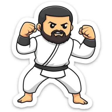 Islam Makhachev UFC lightweight champion in fighting pose with beard, strong Dagestani fighter sticker