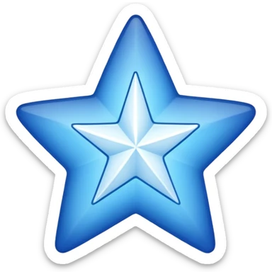generate an emoji with a white tick in between a blue star having 11 points  sticker