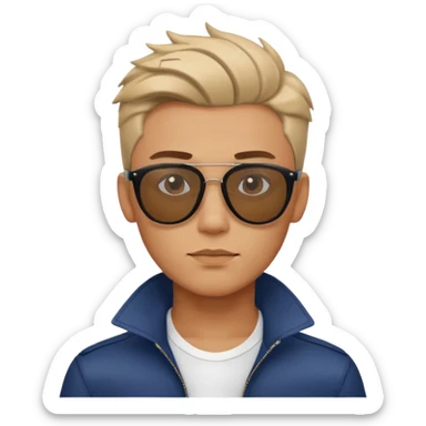 sigma boy, confident young man with sharp jawline, stylish hair, sunglasses, cool expression sticker