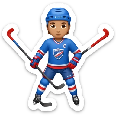 Hockey player in blue and red full body sticker