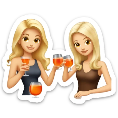  one blonde and one brown haired girl drinking aperol sticker