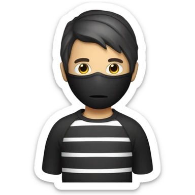 robber with black masc and with white-black striped tshirt sticker