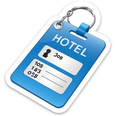 hotel card key with room number tag sticker