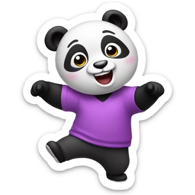 A pink panda wearing a purple shirt dancing  sticker