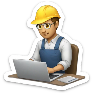 hombre trabajando en una laptop sticker