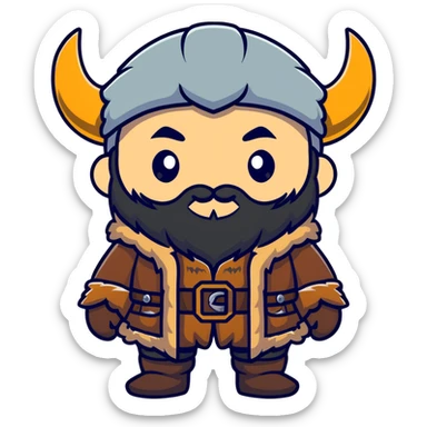 viking with black beard and fur coat sticker