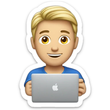 european guy using macbook laptop sticker
