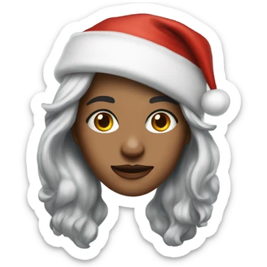realistic portrait of woman with silver hair and  with Santa cap sticker