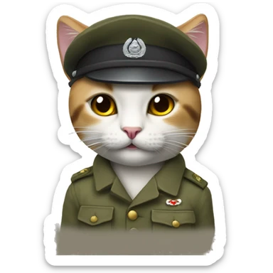 cat with garrison cap and mp-40 sticker