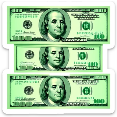 three 100 dollar bills sticker