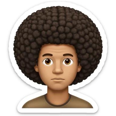 a black man side eyeing woth just head and shoulders showing, with a big puffy afro sticker