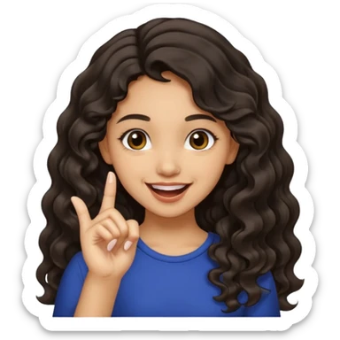 a light skin girl w black slight brown really tall wavy hair biting one fingering and smiling (in a flirty way) with big brown pretty eyes , make sure shes biting the finger, and the hair is wavy not curly sticker