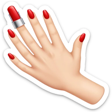 Create an emoji of a hand applying nail polish sticker