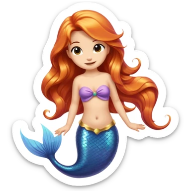 A cute mermaid emoji, looking coy and mischievous with a flirty smirk.  sticker