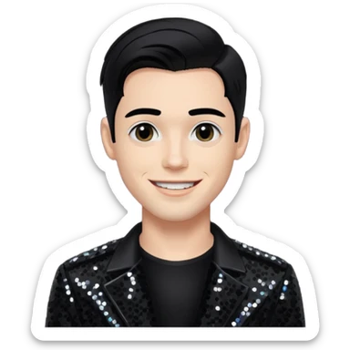 Sugar Bones, Male Electropop Singer from Confidence Man with black hair, black sequin outfit sticker