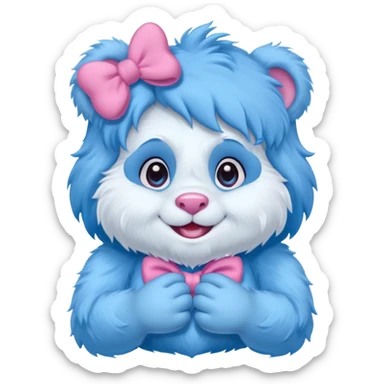 blue girl care bear yeti with bow sticker