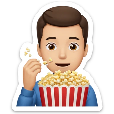 Make a guy eating popcorn in a dramatic conversion sticker