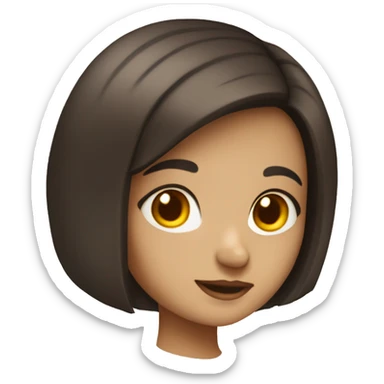 brunette girl with bob hair with book sticker