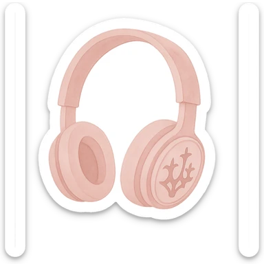 Remove the background, keep only the pink gothic headphones in watercolor art style, with soft pink washes and delicate gothic patterns, with no background. sticker