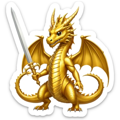 gold dragon with swords  sticker