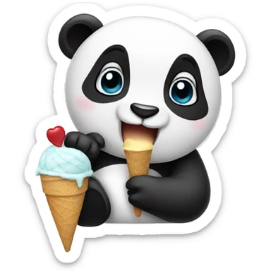 Panda eating ice cream sticker
