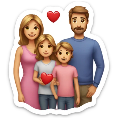 Heart and mom and dad and kids sticker