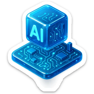 futuristic circuit board with glowing elements, technology AI sticker