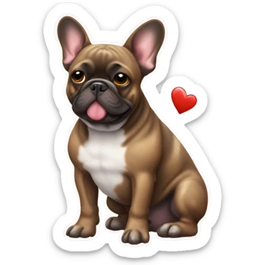 French bulldog brindle with a love heart sticker