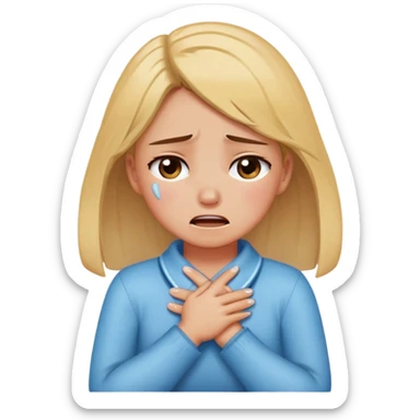 Girl crossing arms while hands on neck and crying like this😭 sticker