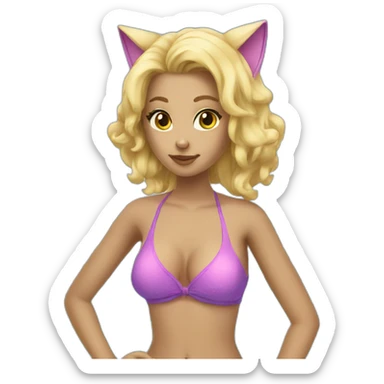 hot catgirl blonde swim suit sticker