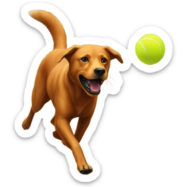Dark Fox red Labrador chasing tennis ball sticker