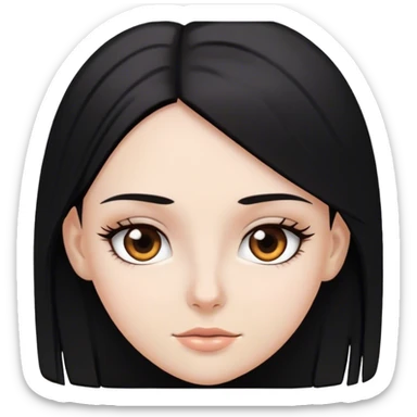 White girl with brawn eyes and black straight hair sticker