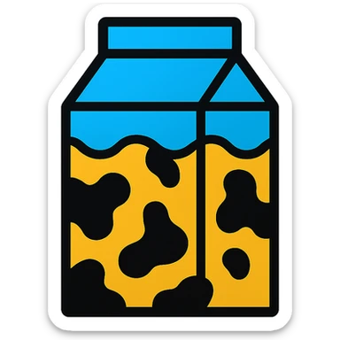 milk box with cow texture, simple and clear design sticker