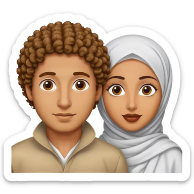 à tanned curly hair men and a bengali hijabi women  sticker