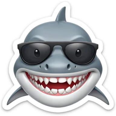 shark with white teeth wearing black sunglasses sticker