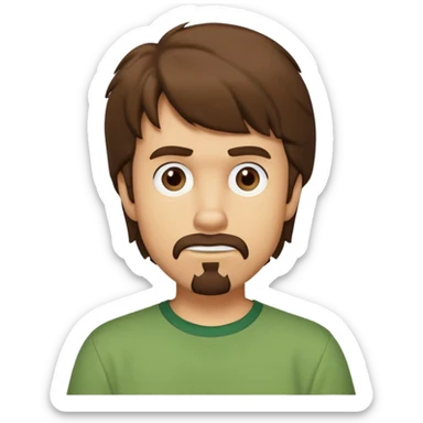 shaggy rogers brunette, with a short goatee, brown eyes and green tshirt from scooby doo  sticker